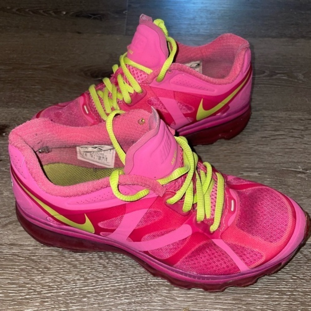 Nike Air Max 2012 Size 4.5 Kids  Pink-Light Green Athletic Shoe